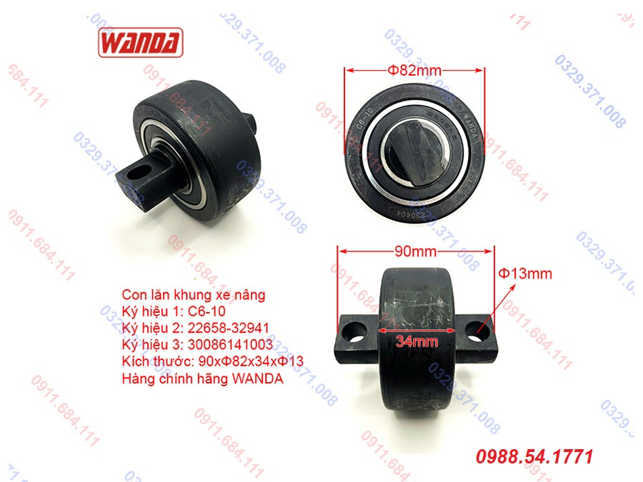 Con lăn Con lăn khung nâng C6-10 | 22658-32941 | Wanda | 90x82x34x13 mm